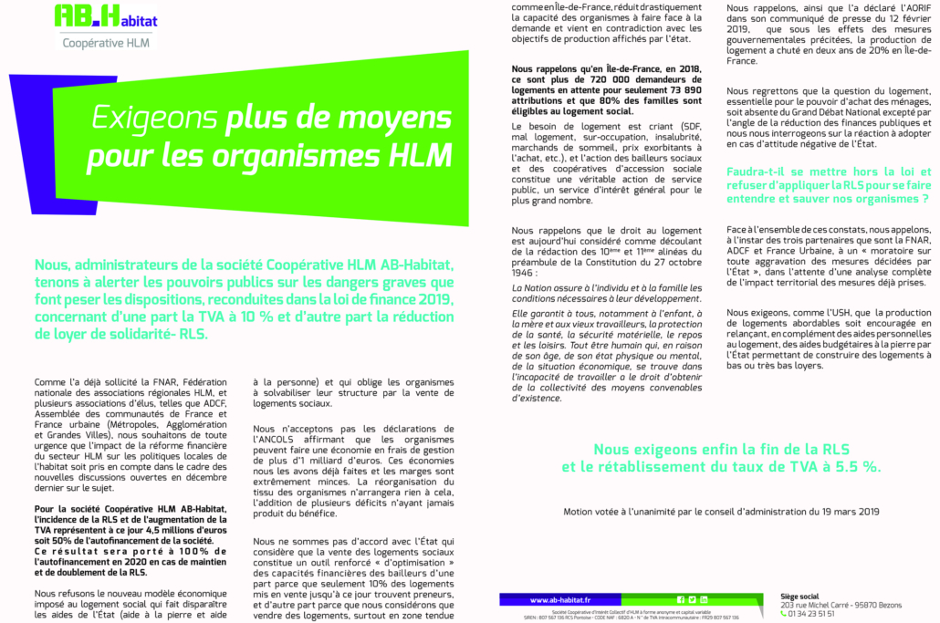 Exigeons plus de moyens pour les organismes HLM