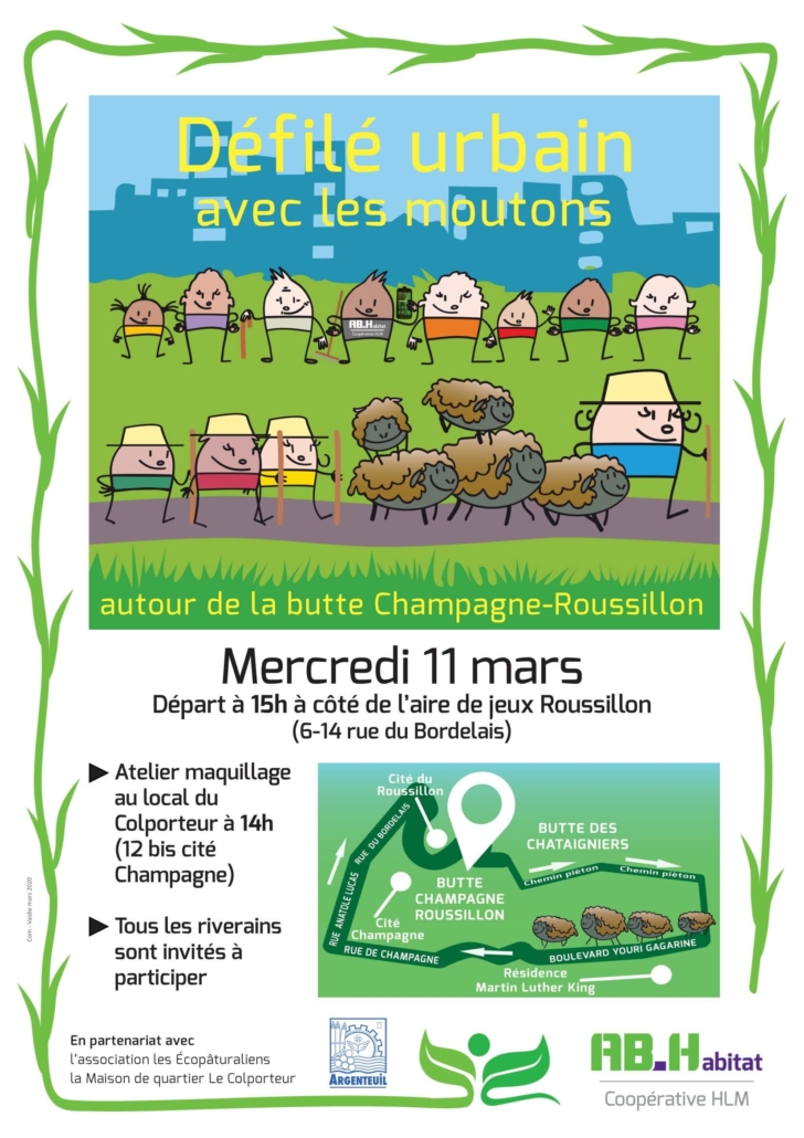 Affiche défilé urbain avec les moutons