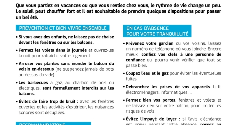 Fiche + pratique Nos résidences à l'heure d'été