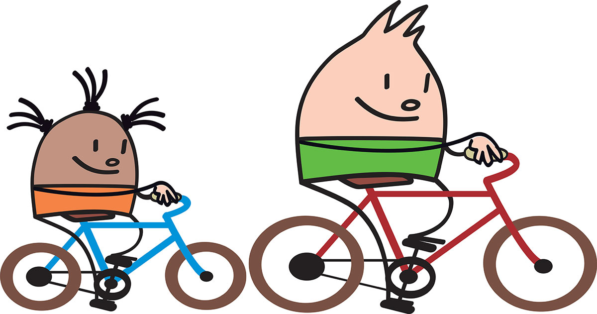 Dessin de deux personnes à vélo