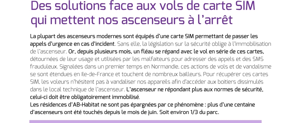 affiche carte SIM et Ascenseurs